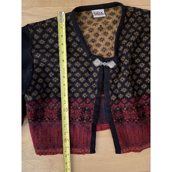 ODA of Norway Design Gerd Vikingstad Lightweight Red Tan Wool Cardigan Sweater M - Picture 4 of 5